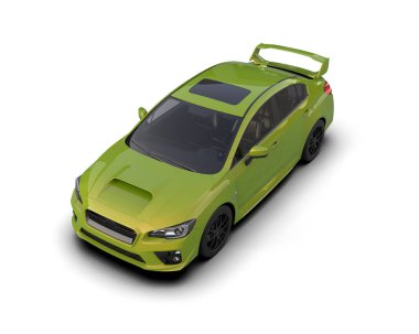 Beyaz zemin üzerinde izole edilmiş 3D resimleme spor araba