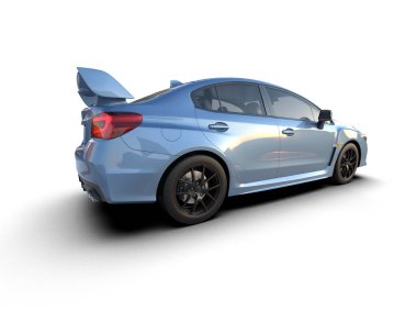 Beyaz zemin üzerinde izole edilmiş 3D resimleme spor araba