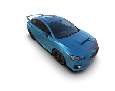 Beyaz zemin üzerinde izole edilmiş 3D resimleme spor araba