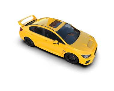 Beyaz zemin üzerinde izole edilmiş 3D resimleme spor araba