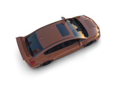 Beyaz zemin üzerinde izole edilmiş 3D resimleme spor araba