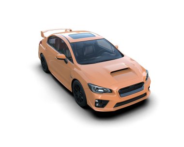 Beyaz zemin üzerinde izole edilmiş 3D resimleme spor araba