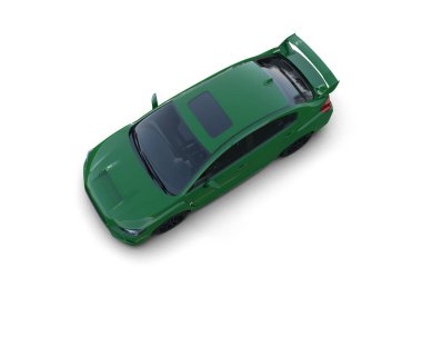 Beyaz zemin üzerinde izole edilmiş 3D resimleme spor araba