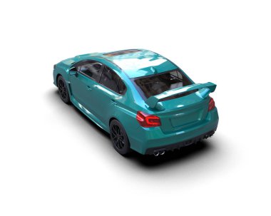 Beyaz zemin üzerinde izole edilmiş 3D resimleme spor araba