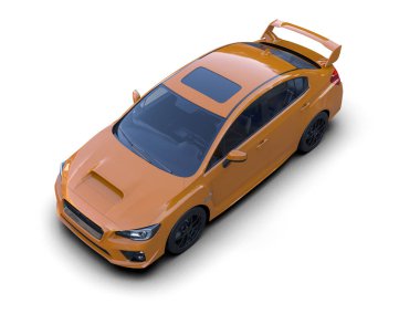 Beyaz zemin üzerinde izole edilmiş 3D resimleme spor araba