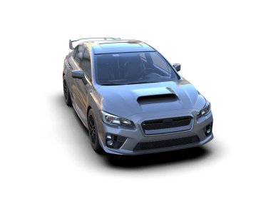 Beyaz zemin üzerinde izole edilmiş 3D resimleme spor araba