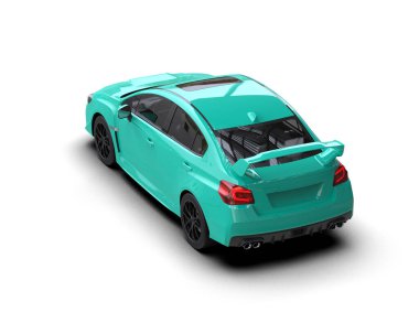 Beyaz zemin üzerinde izole edilmiş 3D resimleme spor araba