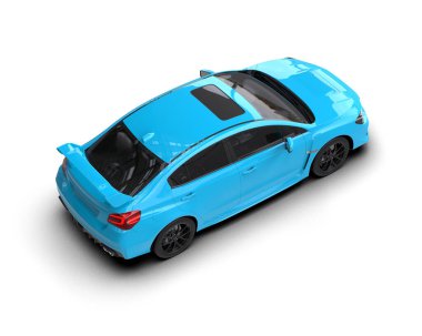 Beyaz zemin üzerinde izole edilmiş 3D resimleme spor araba