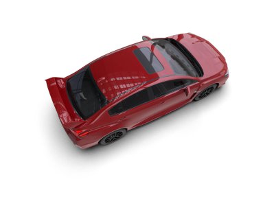 Beyaz zemin üzerinde izole edilmiş 3D resimleme spor araba