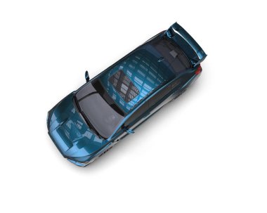 Beyaz zemin üzerinde izole edilmiş 3D resimleme spor araba