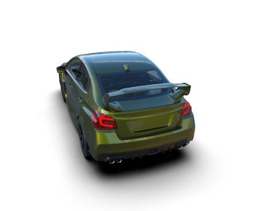 Beyaz zemin üzerinde izole edilmiş 3D resimleme spor araba