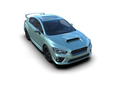 Beyaz zemin üzerinde izole edilmiş 3D resimleme spor araba