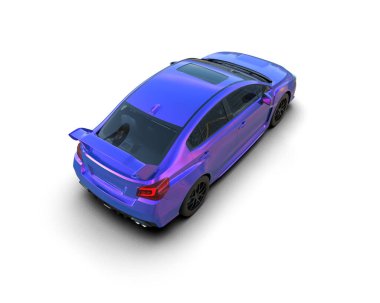 Beyaz zemin üzerinde izole edilmiş 3D resimleme spor araba