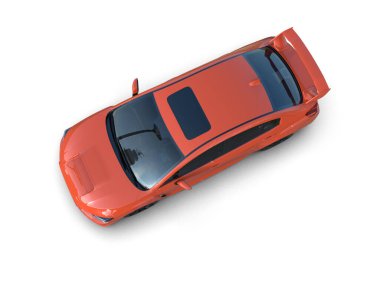 Beyaz zemin üzerinde izole edilmiş 3D resimleme spor araba