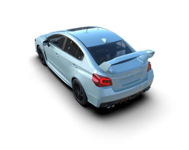 Beyaz zemin üzerinde izole edilmiş 3D resimleme spor araba