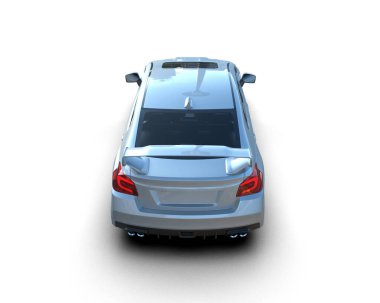 Beyaz zemin üzerinde izole edilmiş 3D resimleme spor araba