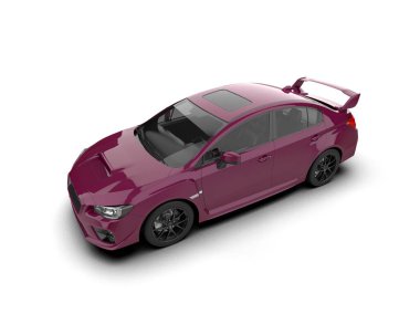 Beyaz zemin üzerinde izole edilmiş 3D resimleme spor araba