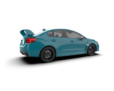 Beyaz zemin üzerinde izole edilmiş 3D resimleme spor araba