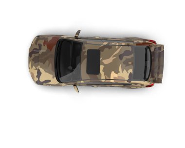 Beyaz zemin üzerinde izole edilmiş 3D resimleme spor araba