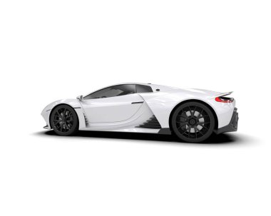 Beyaz zemin üzerinde izole edilmiş 3D resimleme spor araba