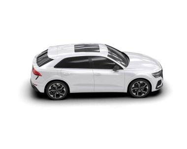 Beyaz arka planda izole edilmiş beyaz spor araba