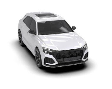 Beyaz arka planda beyaz şehir sedanı