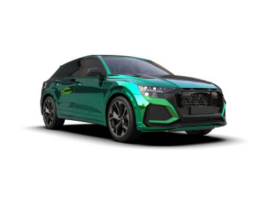 Yeşil araba sedanı. 3d illüstrasyon.