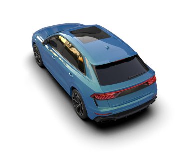 Modern araba arka planda izole edilmiş. 3D görüntüleme - illüstrasyon