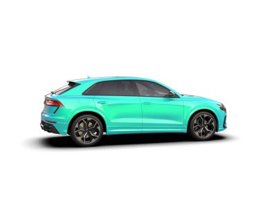 Modern araba arka planda izole edilmiş. 3D görüntüleme - illüstrasyon