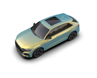 Stüdyo ortamında markasız bir arabanın 3 boyutlu çizimi