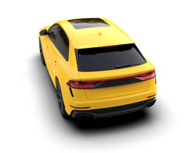 sarı modern araba - üst görünüm