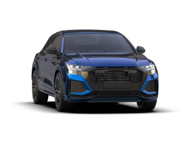 mavi spor araba - ön manzara.