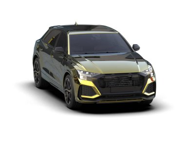 Siyah modern araba beyaz bir arabada izole edilmiş.