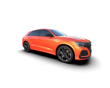 kırmızı araba beyaz arkaplanda izole edildi