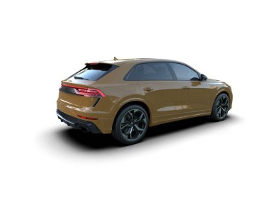 Beyaz arka planda güzel camlı modern lüks bir araba. 3d oluşturma