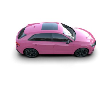 Beyaz arka planı olan pembe spor araba.