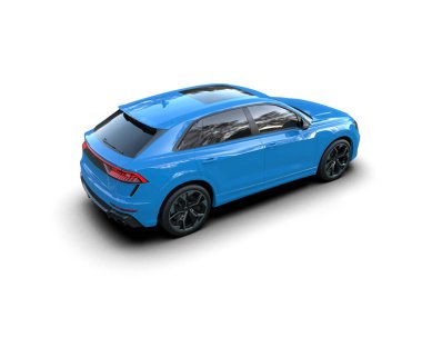 araba mavi modern araba beyaz sırtında izole edilmiş.