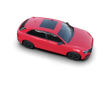 Beyaz arka planda kırmızı spor araba. 3d oluşturma.