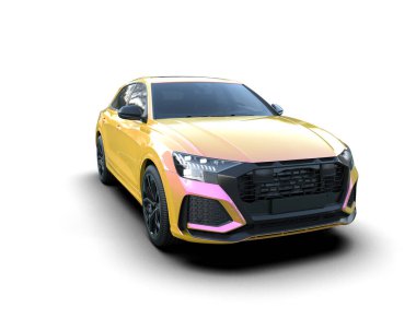 Bir markanın 3 boyutlu çizimi - daha az jenerik bir araba beyaz üzerinde izole edildi