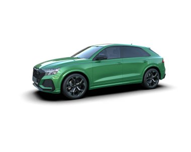 Stüdyo ortamında markasız bir SUV 'un 3 boyutlu çizimi