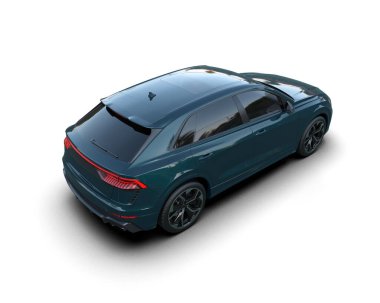 Modern araba arka planda izole edilmiş. 3D görüntüleme - illüstrasyon