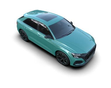 Beyaz arka planda bir araba sedanı. 3d oluşturma