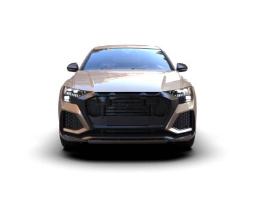 Modern araba arka planda izole edilmiş. 3D görüntüleme - illüstrasyon