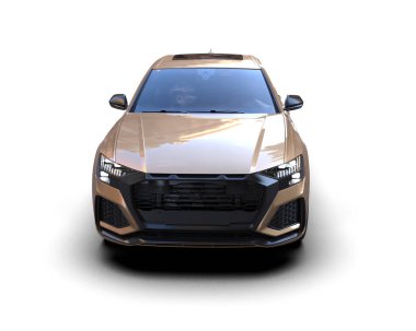 Lüks araba, beyaz arka planda izole edilmiş modern araba. 3 boyutlu resimleme.