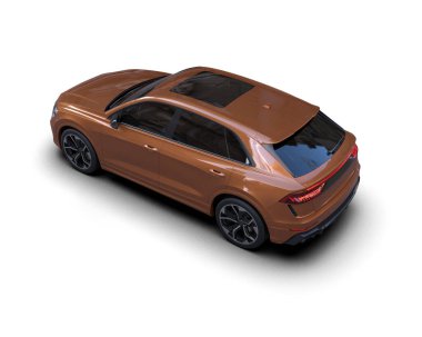 Modern araba arka planda izole edilmiş. 3D görüntüleme - illüstrasyon