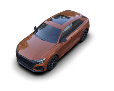 Beyaz arka planda lüks bir araba. 3d illüstrasyon