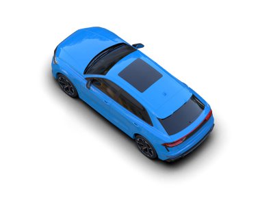 mavi araba beyaz arkaplanda izole edildi