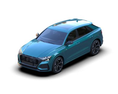 Mavi spor araba. 3d oluşturma