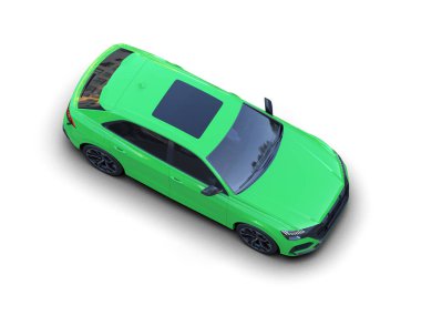 Yeşil spor araba beyaz arka planda izole edilmiş. 3d resimleme.
