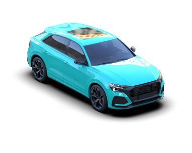 Modern şehir arabası arka planda izole edilmiş. Kırpma yolu ile 3d oluşturma